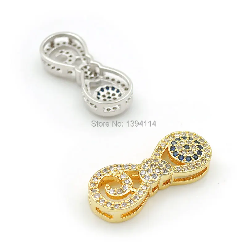 22*9*4mm Micro Pave Clear&Blue CZ Infinity Flat Beads With Sun And Crescent Fit For Making DIY Bracelets Jewelry