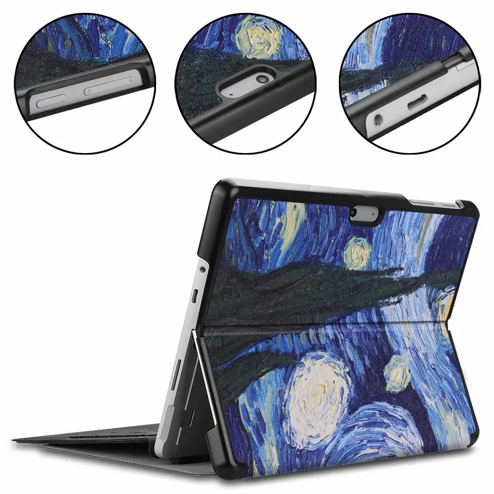 For Microsoft surface Go 10 inch tablet Pencil Holder cover can work with keyboard Protective PU Leather stand case shell +pen