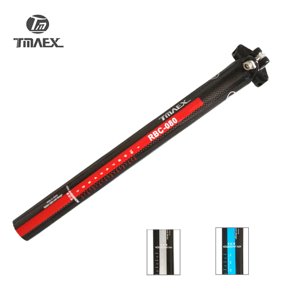 TMAEX- Red 3K Carbon Fiber Seatpost, Road and Mountain Bike Seatpost, 27.2mm, 30.8mm, 31.6x400mm, MTB Seat Tube, Bicycle Parts