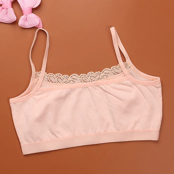 2020 1pc Teenage Underwear For Girl Children Girls Cutton Lace Wireless Young Training Bra For Kids And Teens Puberty Clothing