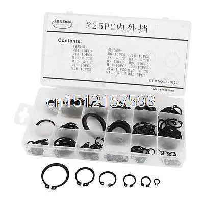 225 x Internal External Circlip Snap Ring Assortment Set w Storage Box