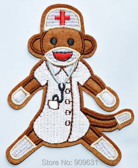 

New ! Iron On Applique Embroidered NURSE Sock Monkey Patch ~ Made of Cloth Guaranteed 100% Quality+