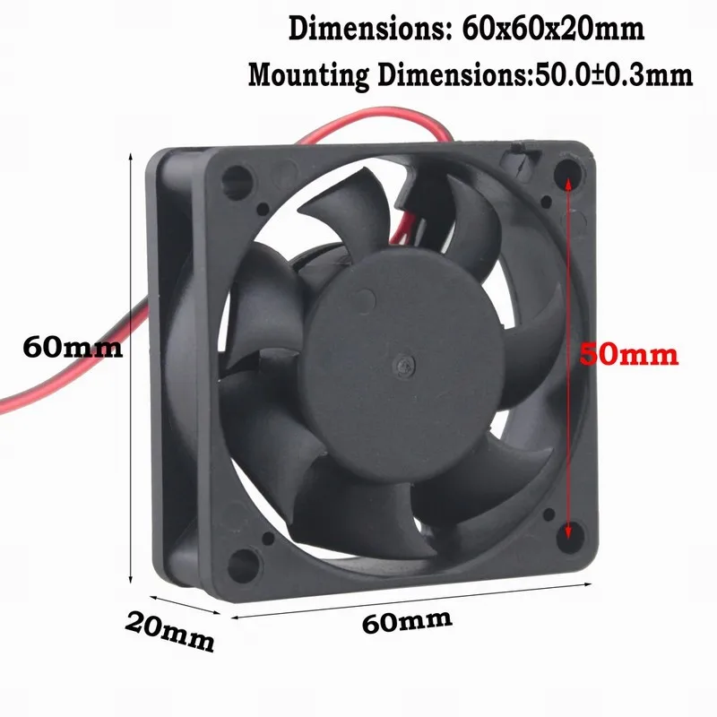 

Gdstime 10 Pcs 6cm Dual Ball 6020 DC 12V Cooling Fan 60mm x 20mm Computer PC CPU VGA Heatsink Cooler 60x60x20mm