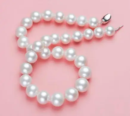 free shipping noble jewelry Details about gorgeous huge11-13mm south sea round white pearl necklace 925s