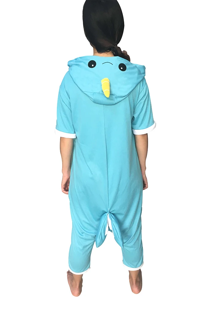 Animal Onesie Cosplay Costume Unisex Adult Kids Blue Narwhal Pajamas Jumpsuit Child Short Sleeves Summer