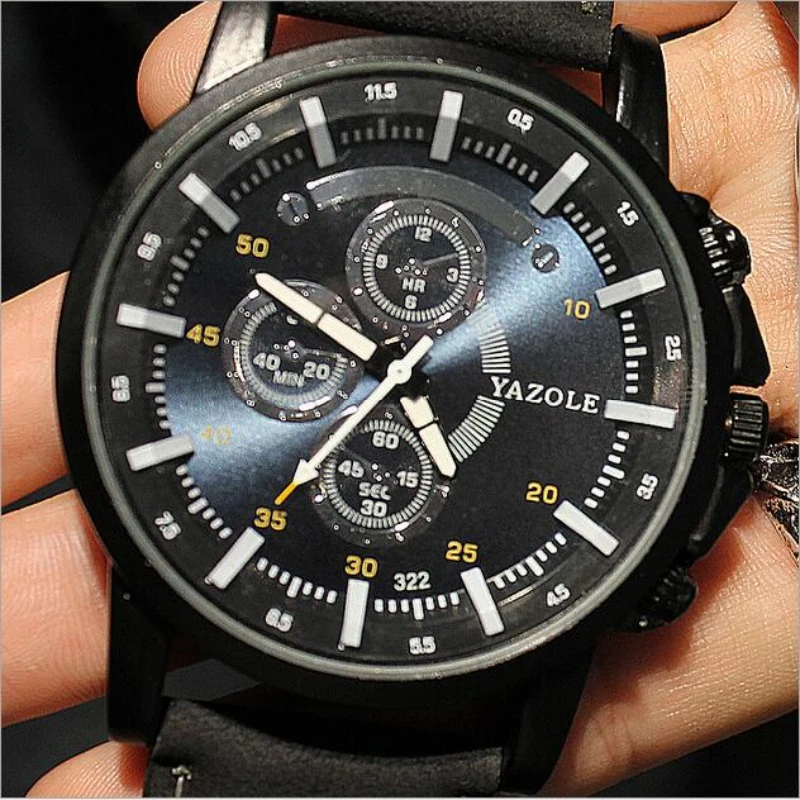 

YAZOLE Top Brand Men Sports Watch Fashion Luminous Quartz Watches Men Leather Wristwatch Montre Homme Relogio Masculino