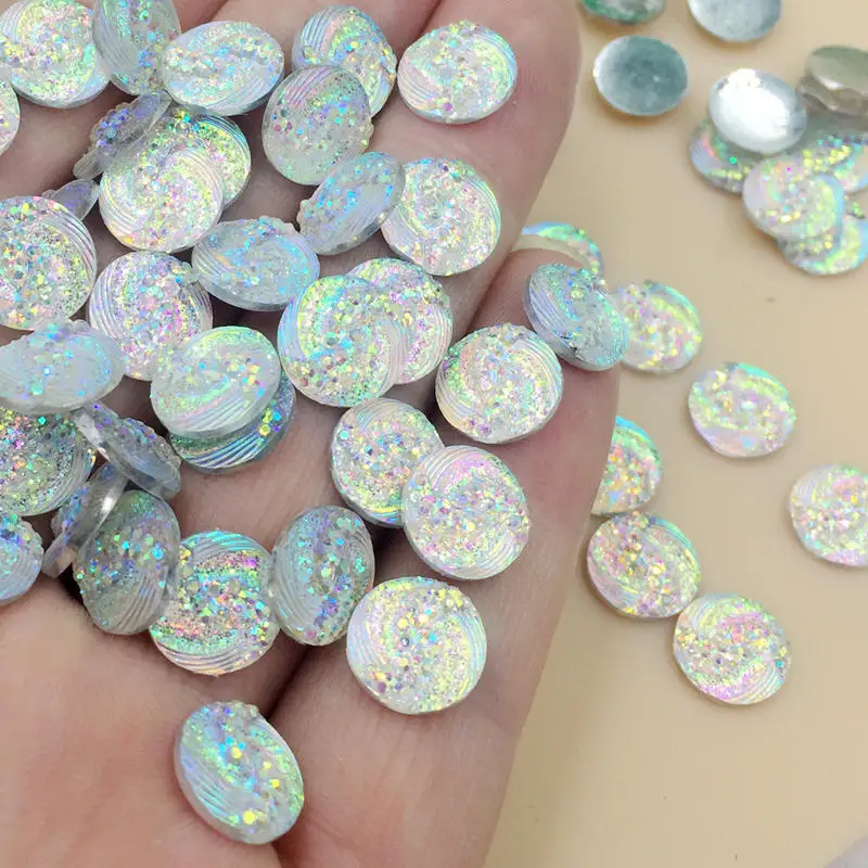 100pcs 10mm Round Resin Rhinestone Crystal Stone beads flatback For DIY Wedding Decoration -A59