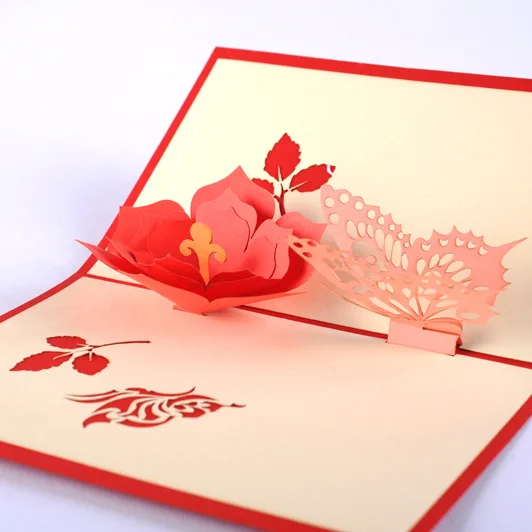 

Qubiclife Valentine's Day greeting card cube life butterfly flower creative handmade three-dimensional customized wholesale