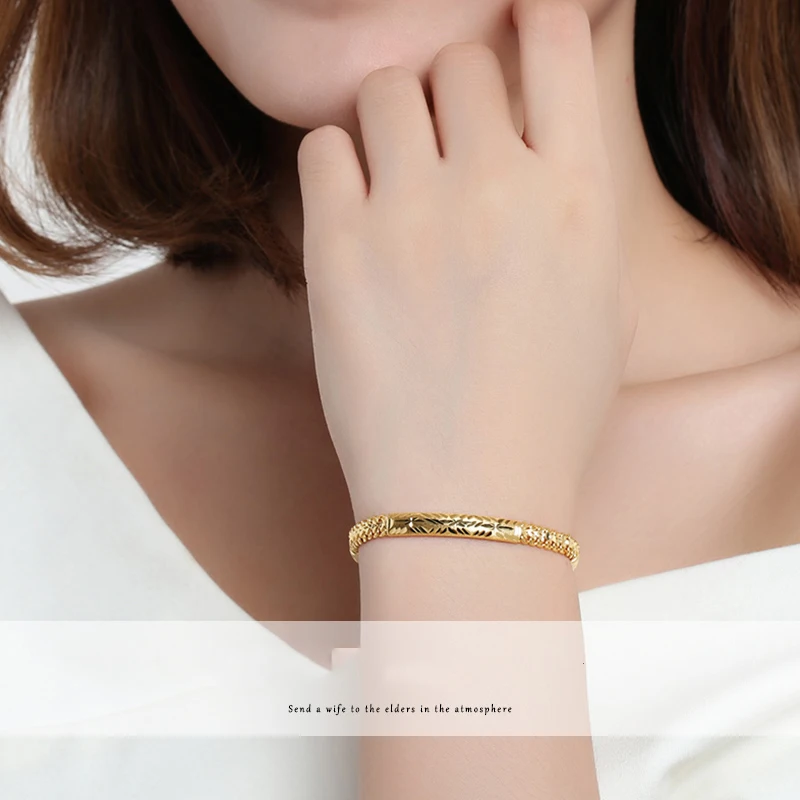 YLJC 24K Pure Gold Bracelet Real 999 Solid Gold Bangle Upscale Beautiful Romantic Trendy Classic Jewelry Hot Sell New 2023