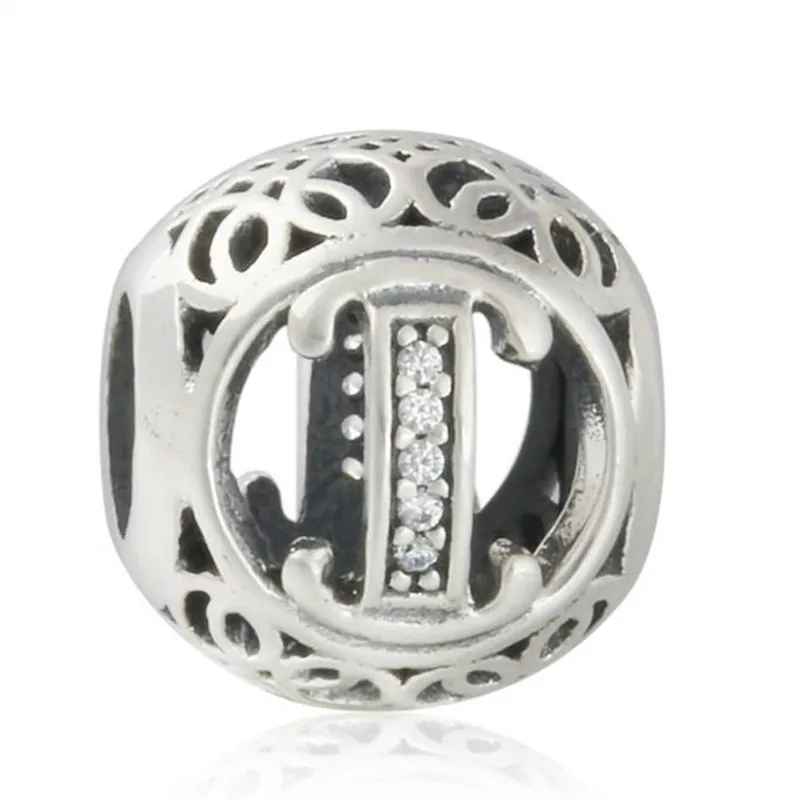 

New 925-sterling-silver Openwork Letter I Charm Vintage Alphabet Beads For Jewelry Making Fit Original Brand Bracelet