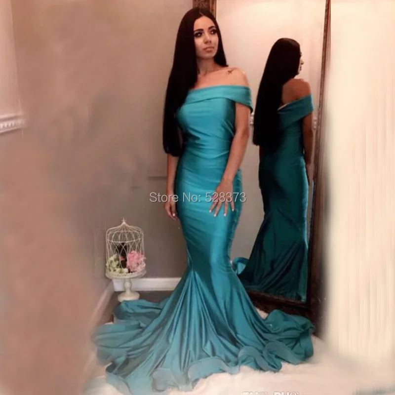 YNQNFS IED33  Stretch Jersey Sexy Mermaid Tight Evening Prom Wedding Party Dresses Emerald Green Boat Neck