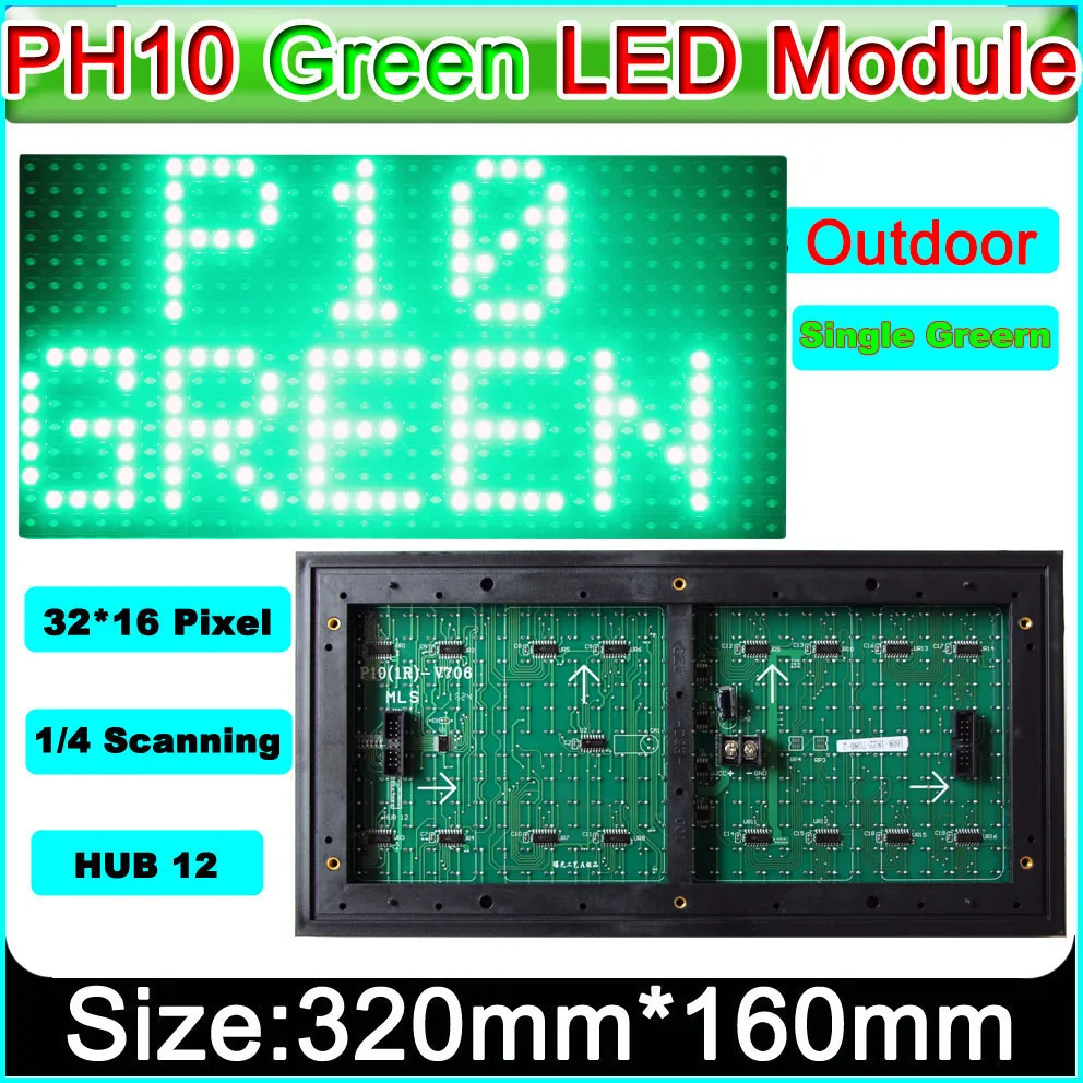 P10 Green color outdoor LED display module, P10 led signs green Panel, electronic moving text