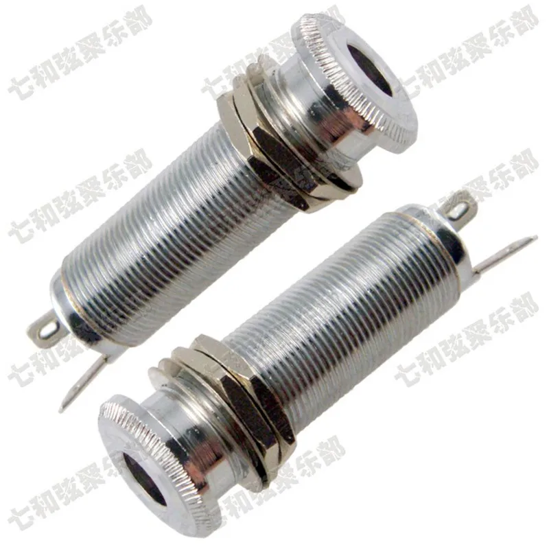 5 pcs 6.35mm Guitar Strap Chrome Guitar Bass Threaded Cylinder Output Input Jack Plug Socket 1/4