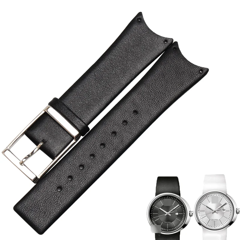 WENTULA Leather Watch Band Strap Soft Durable Watchbands For  Watch KOH231/K0H233/KOV231/KOH211 Woman Man Watch Black White