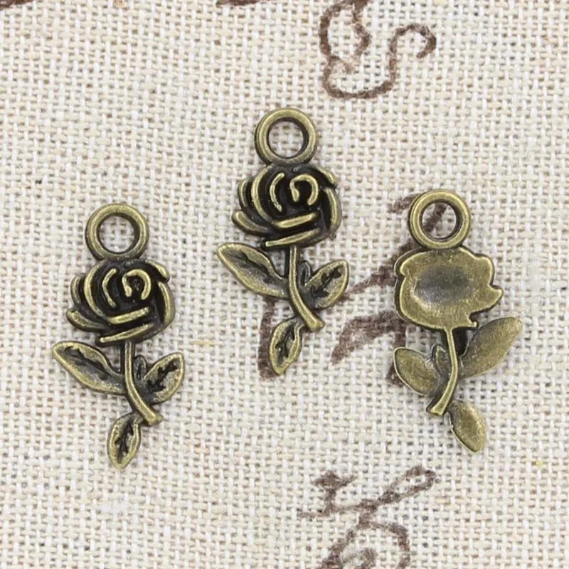 20pcs Charms Flower Rose 21x13mm Antique Making Pendant fit,Vintage Tibetan Bronze Silver color,DIY Handmade Jewelry