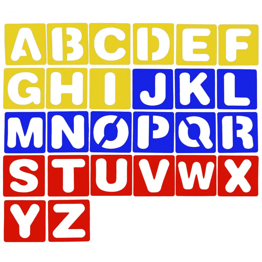 XRHYY 26Pcs Alphabet Stencils Set Plastic Letter Stencils For Painting Learning DIY Craft Project Scrapbooking Card Journaling