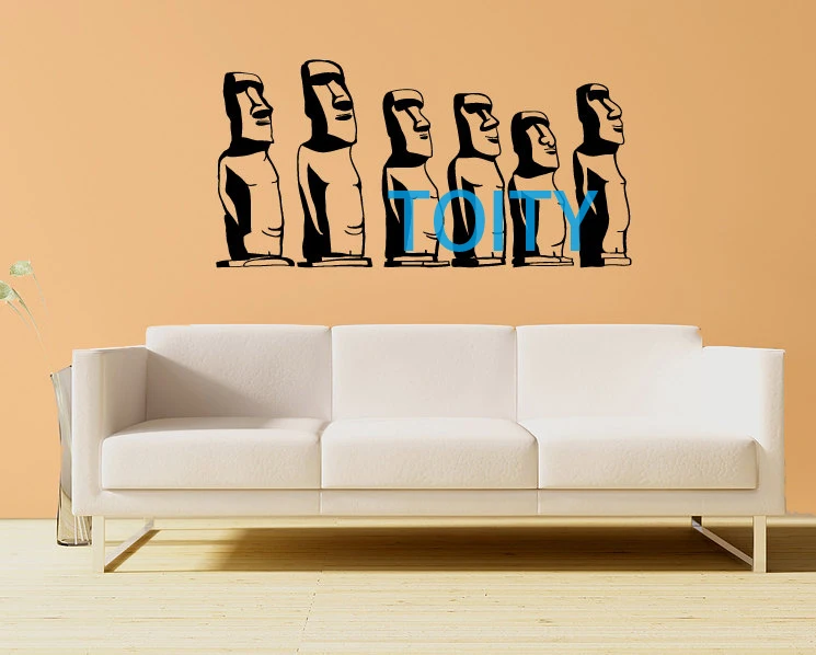 

Easter Island statue wall decals Moai monolithic ancient statues Vinyl Sticker Room Decor Art Mural H54cm x W109cm