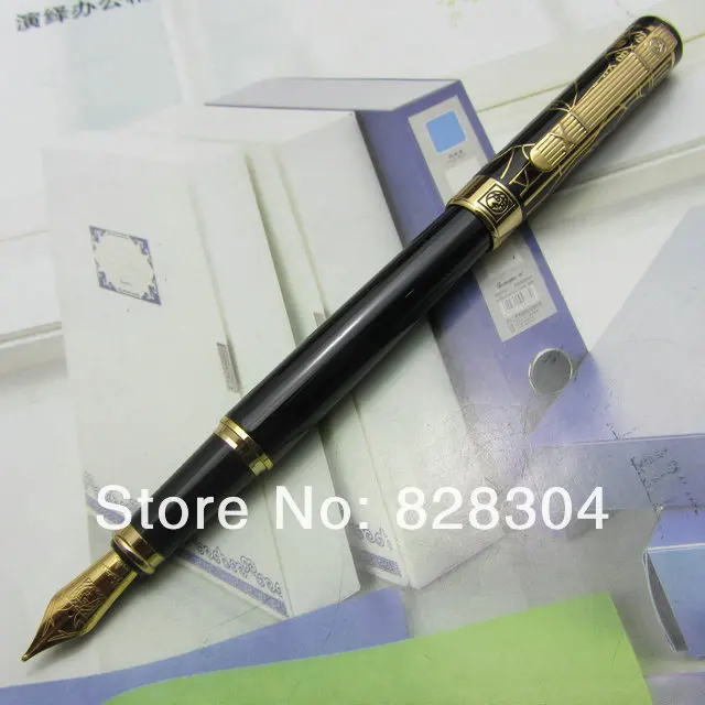 SHIPPING PICASSO 902 BLACK AND GOLDEN 22KGP MEDIUM NIB FOUNTAIN PEN DREAM WITH ORIGINAL BOX