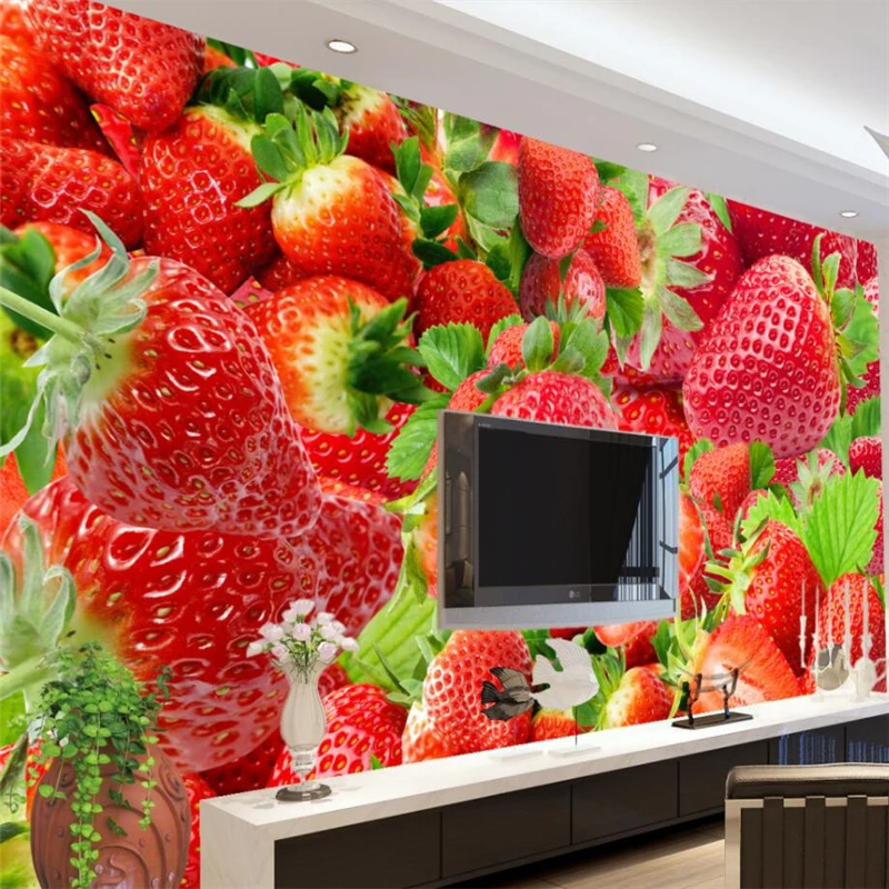 

wellyu Strawberry tooling simple modern background wall custom large mural wallpaper papel de parede para quarto