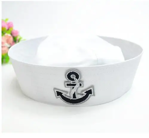 Sailors Ship Boat Captain Blue White Military Hat Adult Kids Navy Marine Cap Anchor Sea Boating Nautical Party Cosplay Outfit