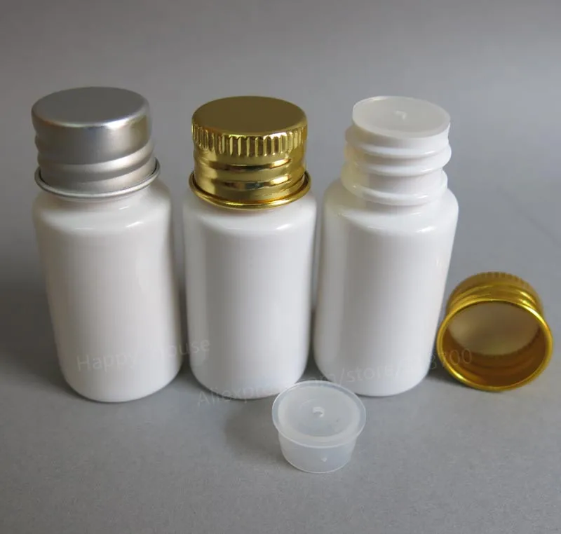 

100 x 10ml Refillable Portable White PET Plastic Orifice Reducer Bottles with Aluminum Cap 10cc Empty Lotion Cosmetic Container