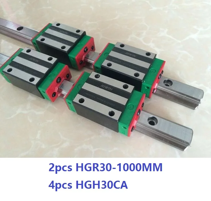 

2pcs 100% original Hiwin linear guide rail HGR30 1000mm + 4pcs HGH30CA Or HGW30CA Linear Block Carriage For CNC Router HGW30CC