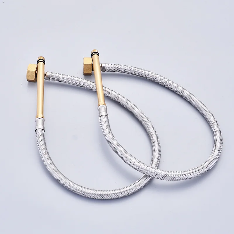 SHAI New  Basin Dish Hot And Cold Water Inlet Pipe Pointed Hose Long Rod Steel Wire Explosion-Proof Metal Plumbing Hoses