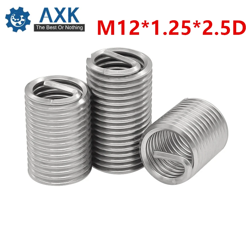 

50pcs M12*1.25*2.5D Wire Thread Insert A2Stainless Steel Wire Screw Sleeve M12 Screw Bushing Helicoil Wire Thread Repair Inserts