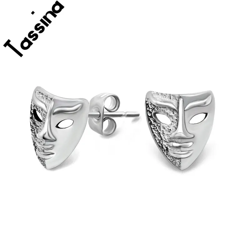 Tassina 2017 Fashion Mask Male Female Hollow Titanium Steel Mask Men Earrings Punk Skull Ear Stud Earrings Aliexpress