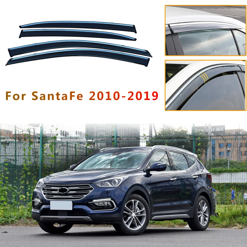 

Window Visor For Hyundai SANTAFE 2010-2018 Smoke Car Window Visors Car Sun Rain Guard Wind Deflectors Accessories 4Pcs