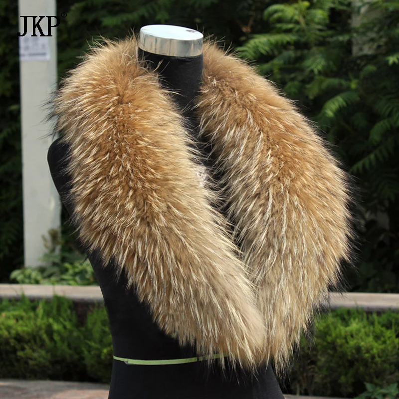 Natural Fur Collar Real raccoon fur fox collar natural Genuine Big Raccoon Jacket Fur  scarf warp shawl winter neck warmer