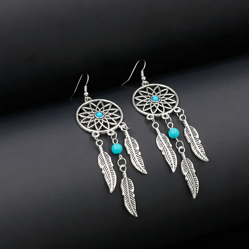 JIOFREE Vintage dream catcher Alloy feathers Clip on Earrings Non Piercing For Women Girts Fashion Party Wedding Ear Jewelry