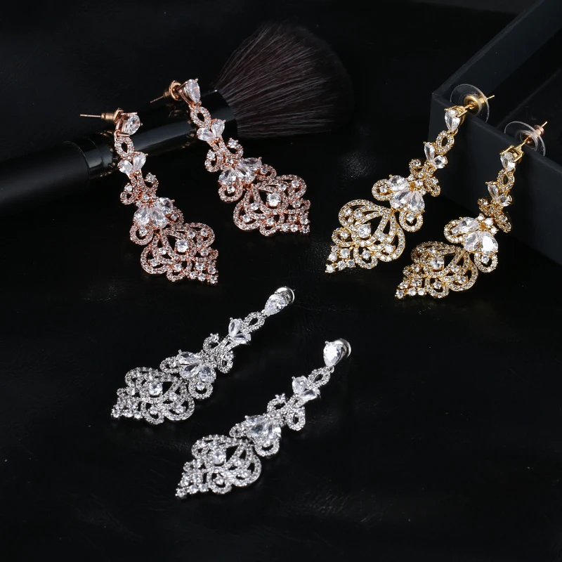 Bettyue Brand Fashion Shining Elegance Multicolor AAA White Cubic Zircon Jewelry Earrings For Woman Florid Wedding Party Gift