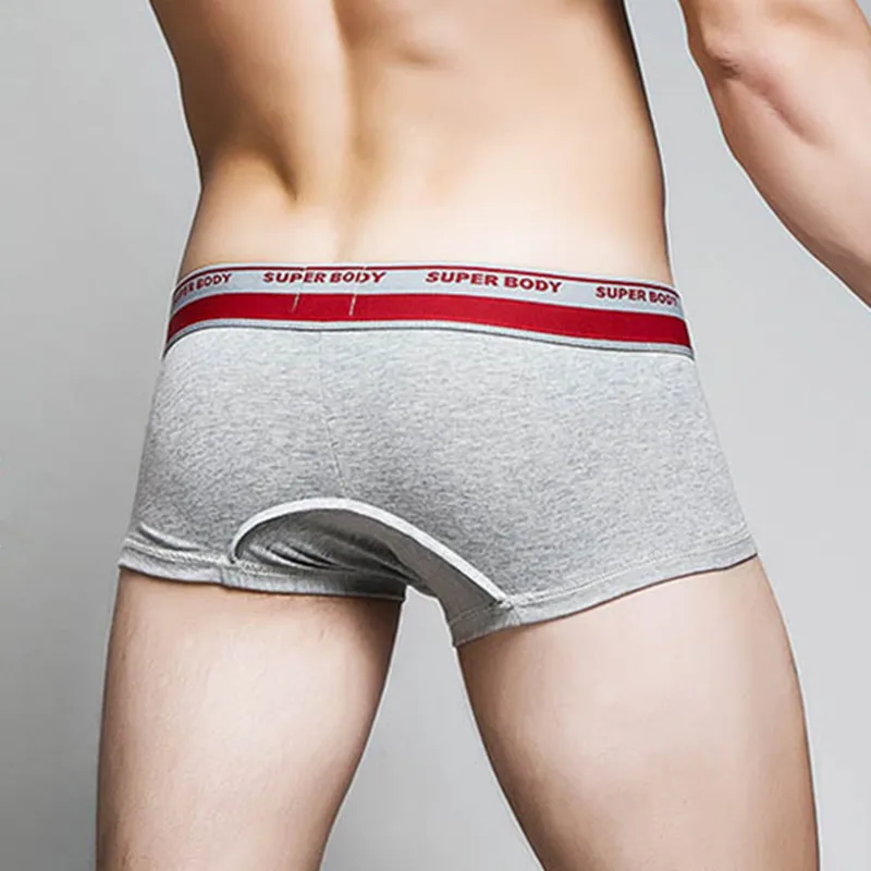 SUPERBODY-ropa interior Sexy de algodón para hombre, Bóxer corto con cordón, bolsa para pene, calzoncillo Gay