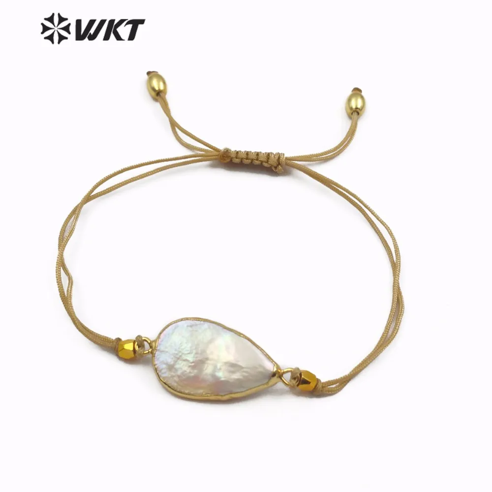 WT-B447 WKT Classic Bohemian Natural Freshwater Pearl Bracelet Women's Lace Bracelet Handmade Braided Adjustable Bracelet