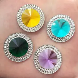 16PCS shiny Resin 25mm Round Flat back rhinestone scrapbook DIY Wedding applique ornament Crafts SW47