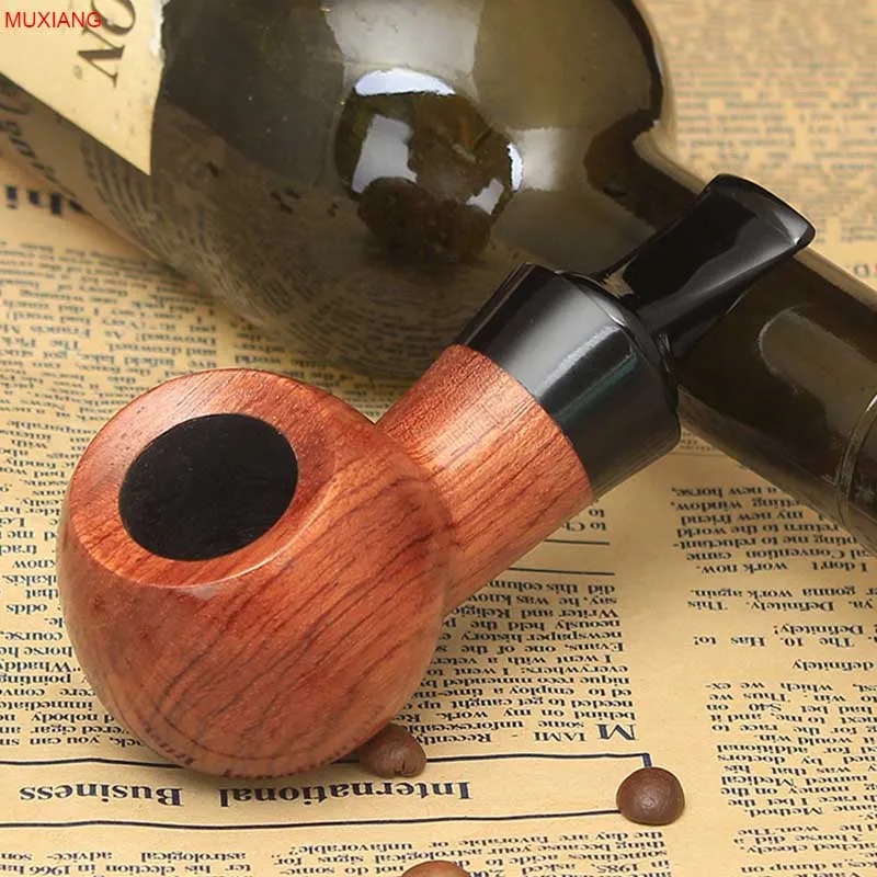 MUXIANG  Good Quality Ebony Wood Pipes Portable Creative Smoking Pipe Tobacco Narguile Grinder Smoke Cigarette Holder Mouthpiece