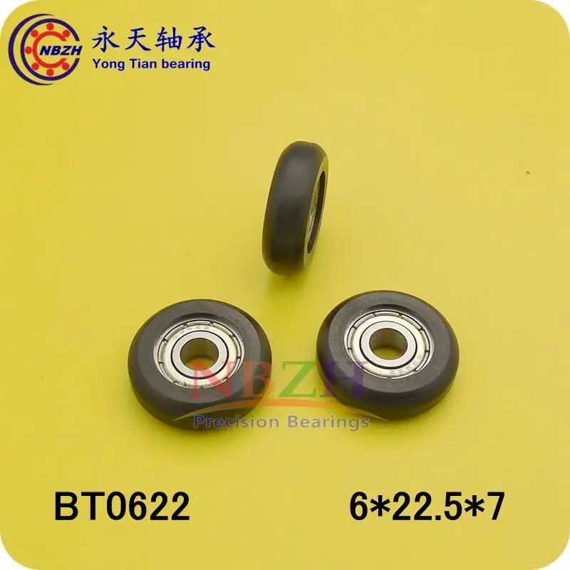 Free Shipping NBZH bearingHigh Quality Door Pulley Bearing plastic-covered Mute Bearing BT0622 6*22.5*7 Mm