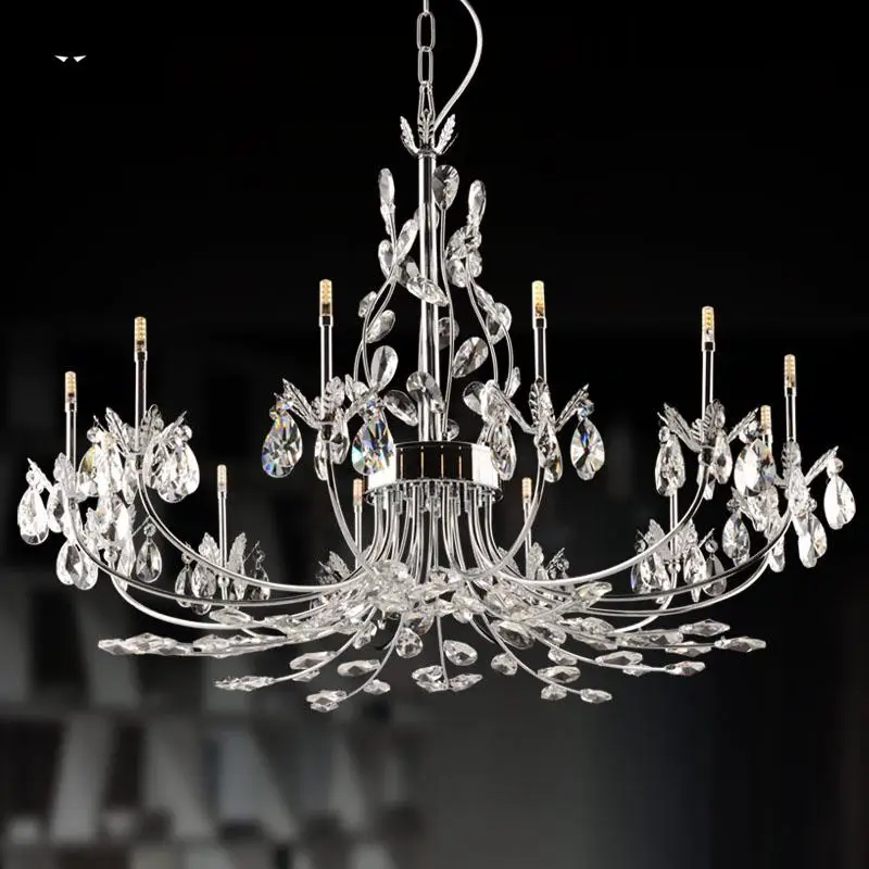 

8/12/24 Lights Chrome Iron Branch Crystal Chandelier Fixture Contemporary Luxury Big Art Deco Hanging Pendant Lamp Lustre Design