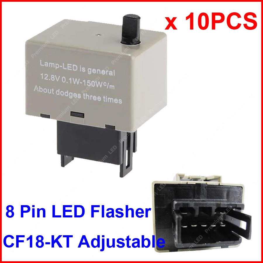 

10PCS CF18-KT LED Flasher 8 Pin Adjustable Relay Module Fix Auto Turn Signal Error Flashing Blinker 81980-50030 06650-4650 150W