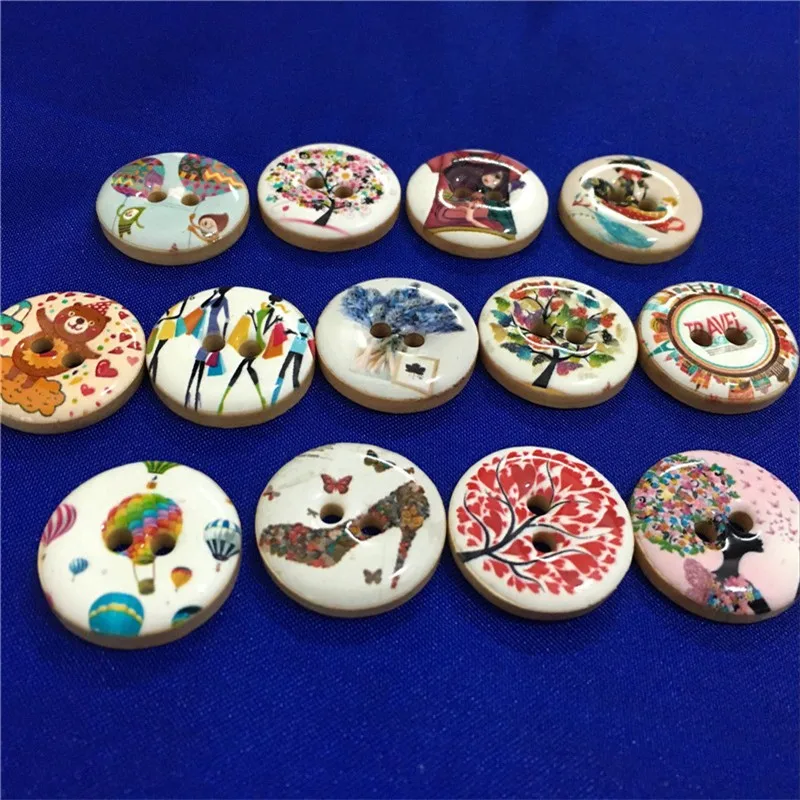 100 Pièces Boutons Fantaisie En Bois, Mercerie Colorée Pour Enfants, Fait à La Main Avec Boîte Plastique Pour Décoration Couture Artisanale