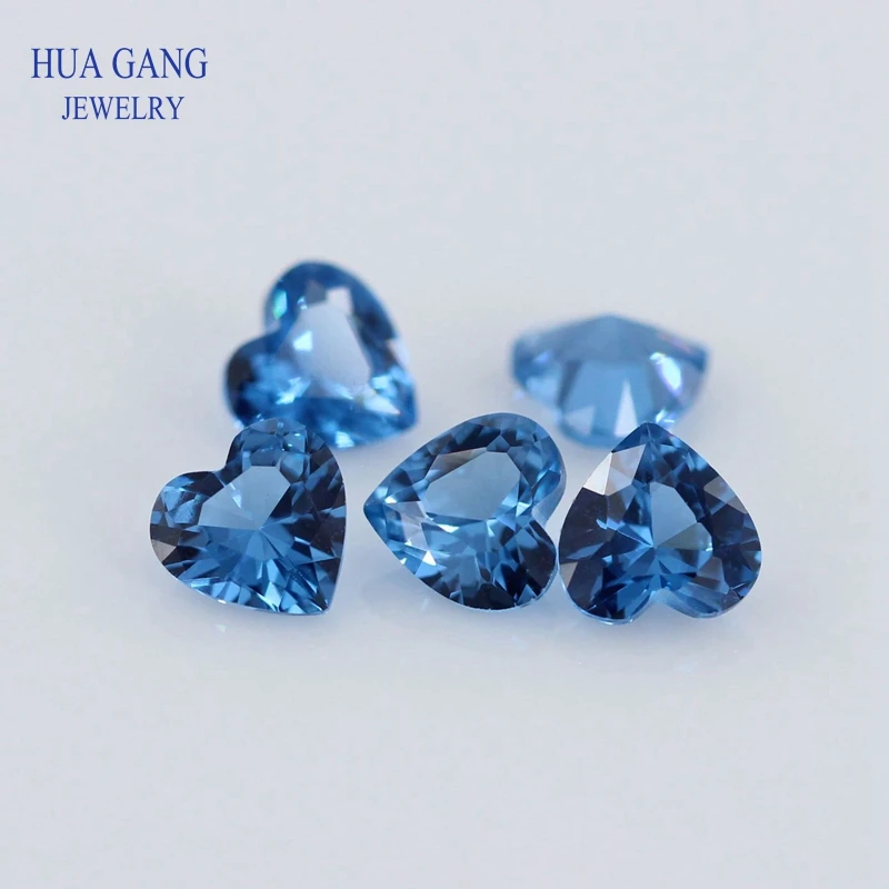 120# Spinel Blue Heart Shape Brilliant Cut Synthetic Spinel Stone For Jewelry Size 3x3-10x10mm