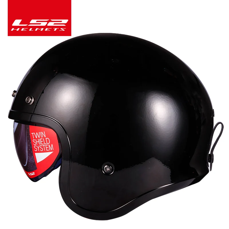 LS2 Spitfire motorcycle Vintage helmet Open face fashion design retro jet half helmet LS2 OF599 casque moto with bubble buckles