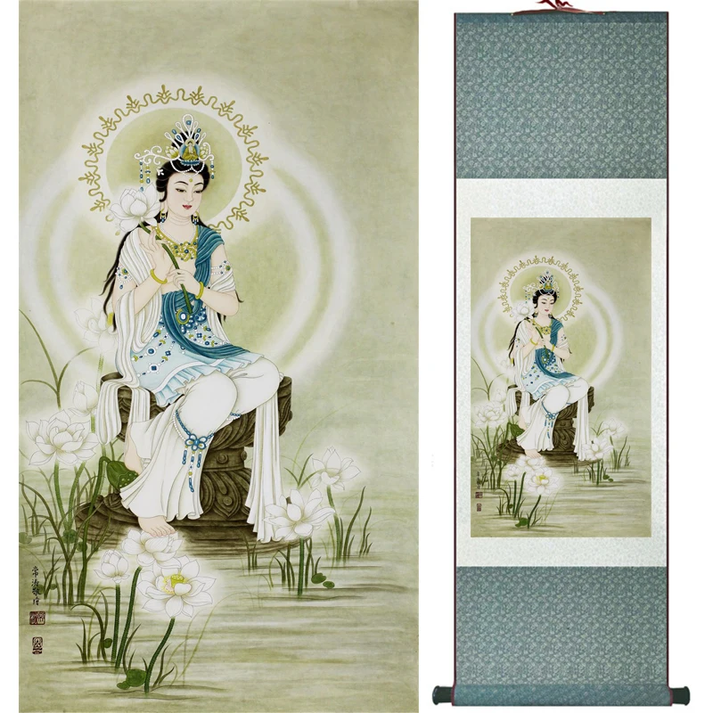 

Traditional Guanyin painting art Portrait painting Home Office Decoration traditional Religion painting LTW2017121525