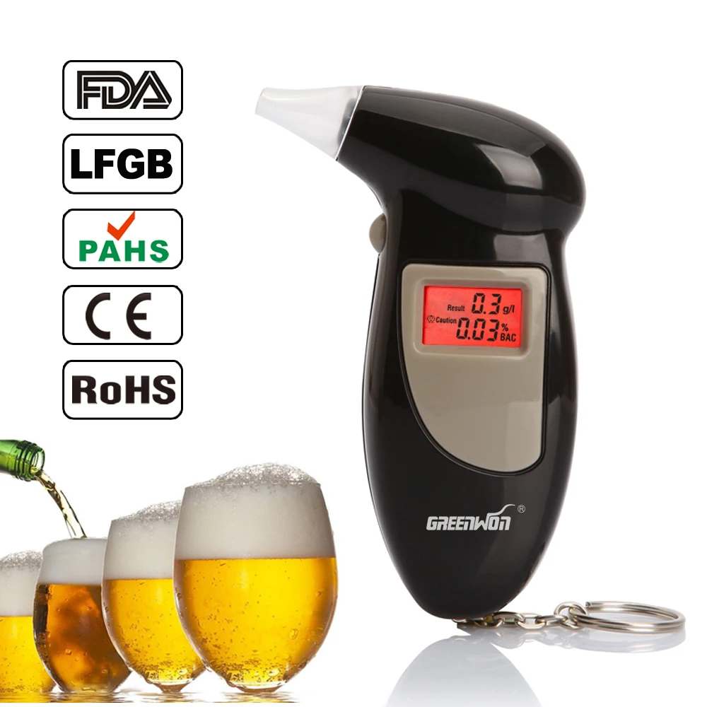 GREENWON Digital LCD Backlit Display Breathalyzer Audible Alert Breath Alcohol Tester Box Parking Gadget Analyzer