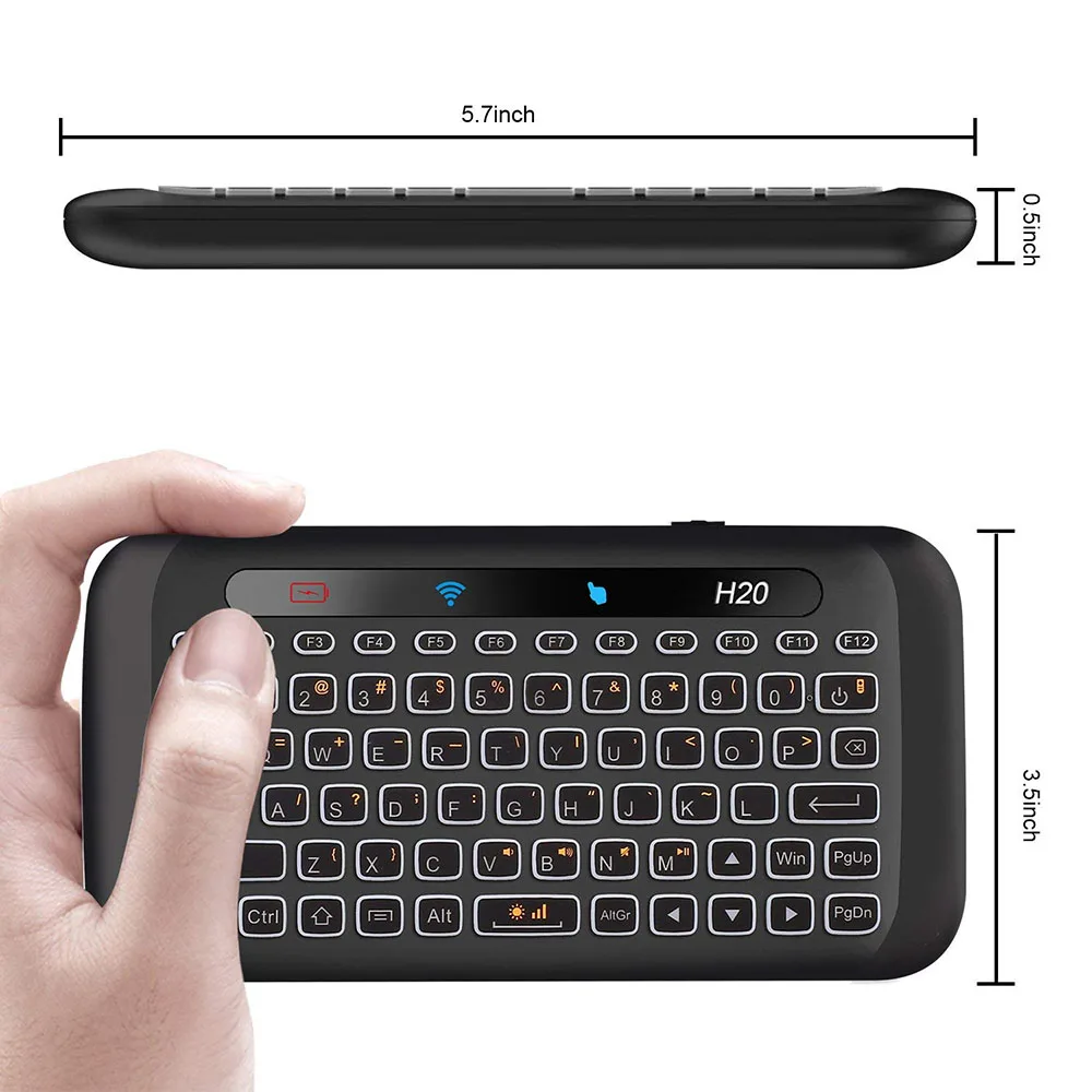 2.4Ghz Mini Wireless Keyboard With Touchpad Mouse Combo 7 Color Adjust Auto-Rotation Touch Panel Handheld Remote Control Mouse