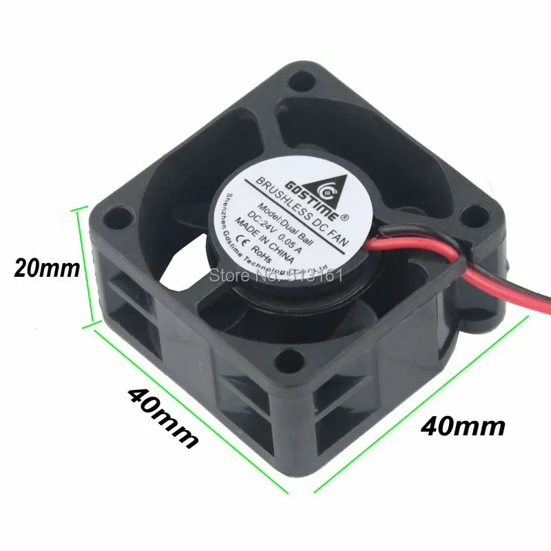 5Pieces Gdstime DC 24V 2 Pin Dual Ball Bearing PC Case CPU Cooler Cooling Fan 40mm x 20mm 4020 4cm