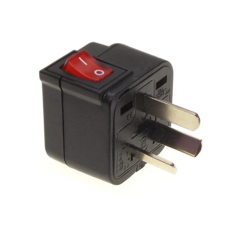الاتحاد الأوروبي الولايات المتحدة المملكة المتحدة الاتحاد الافريقي العالمي قابس طاقة محول محول السفر مع المفتاح الرئيسي LED تحويل العالم التوصيل الأسود