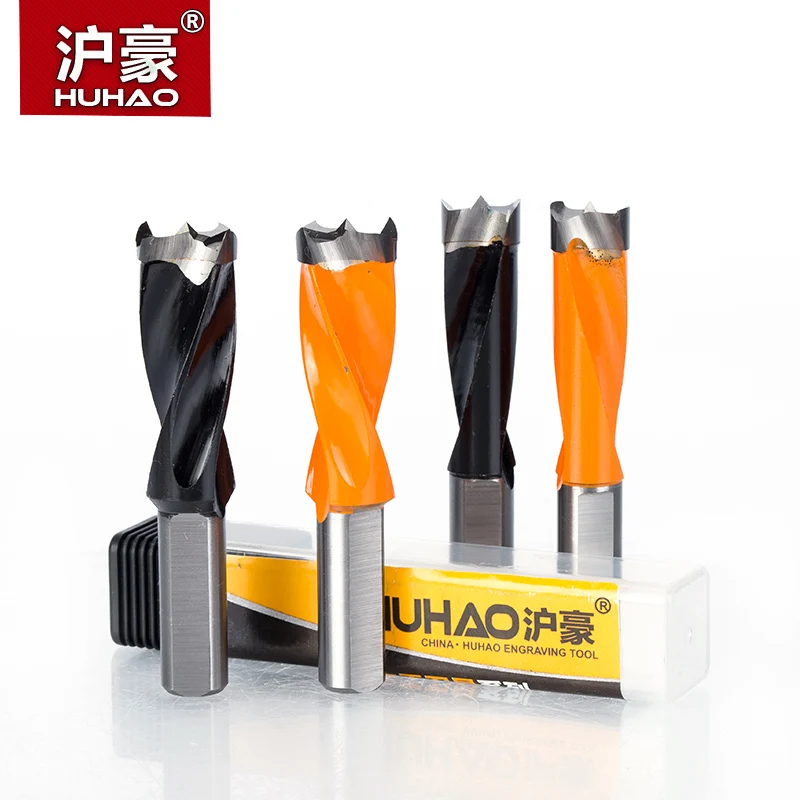 HUHAO Wood Crown Router Bit 1pc Left/Right Rotation Row Drill Bits  Shank 10mm 2 Flute Carbide Cutter Woodworking Drill