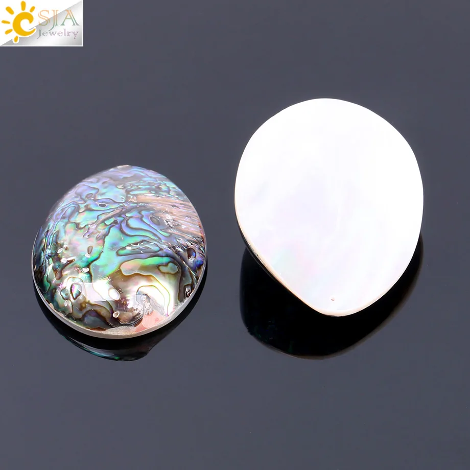 CSJA Reiki New Zealand Natural Sea Abalone Paua Oyster Shell Pendants for Women Mens DIY Necklace Unique Multicolor Jewelry F130